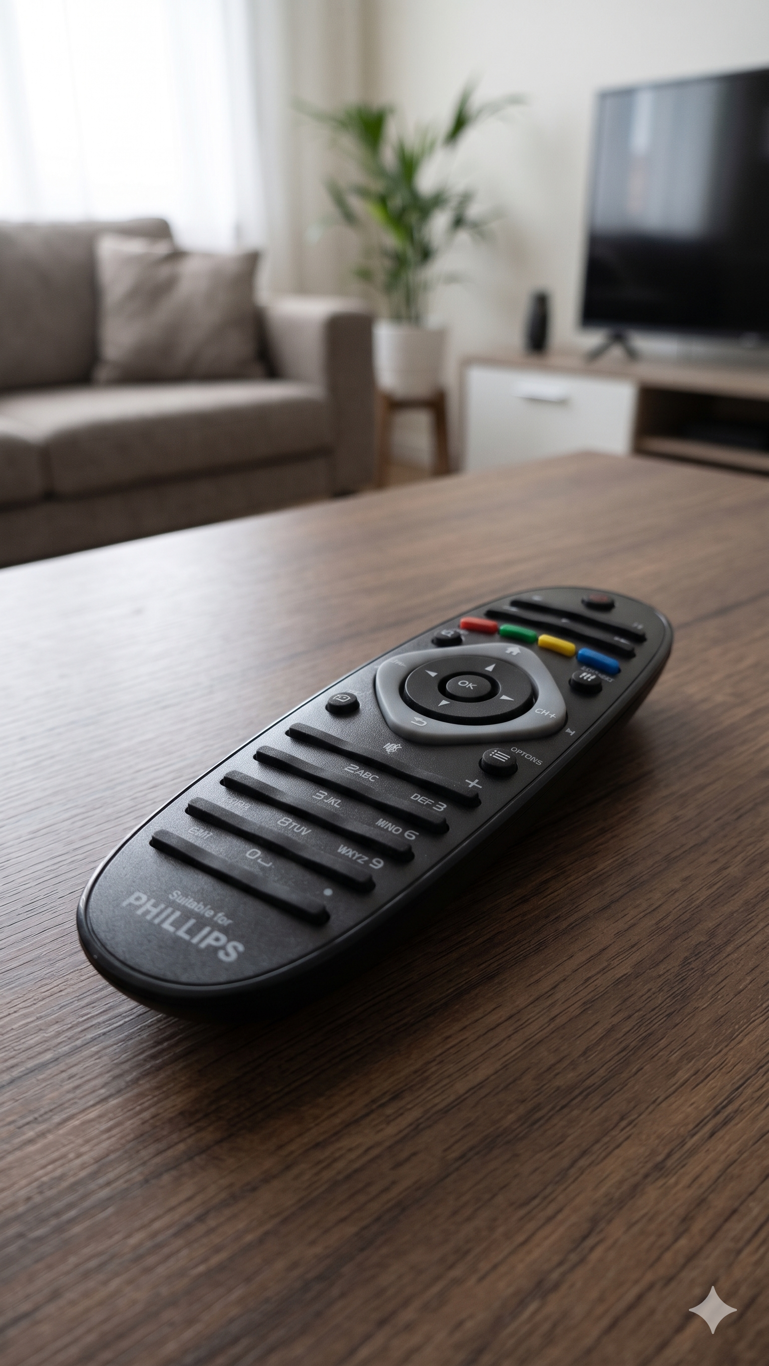 TV Remote Control Suitable for Philips LED LCD Smart TV with Oval Ergonomic Design